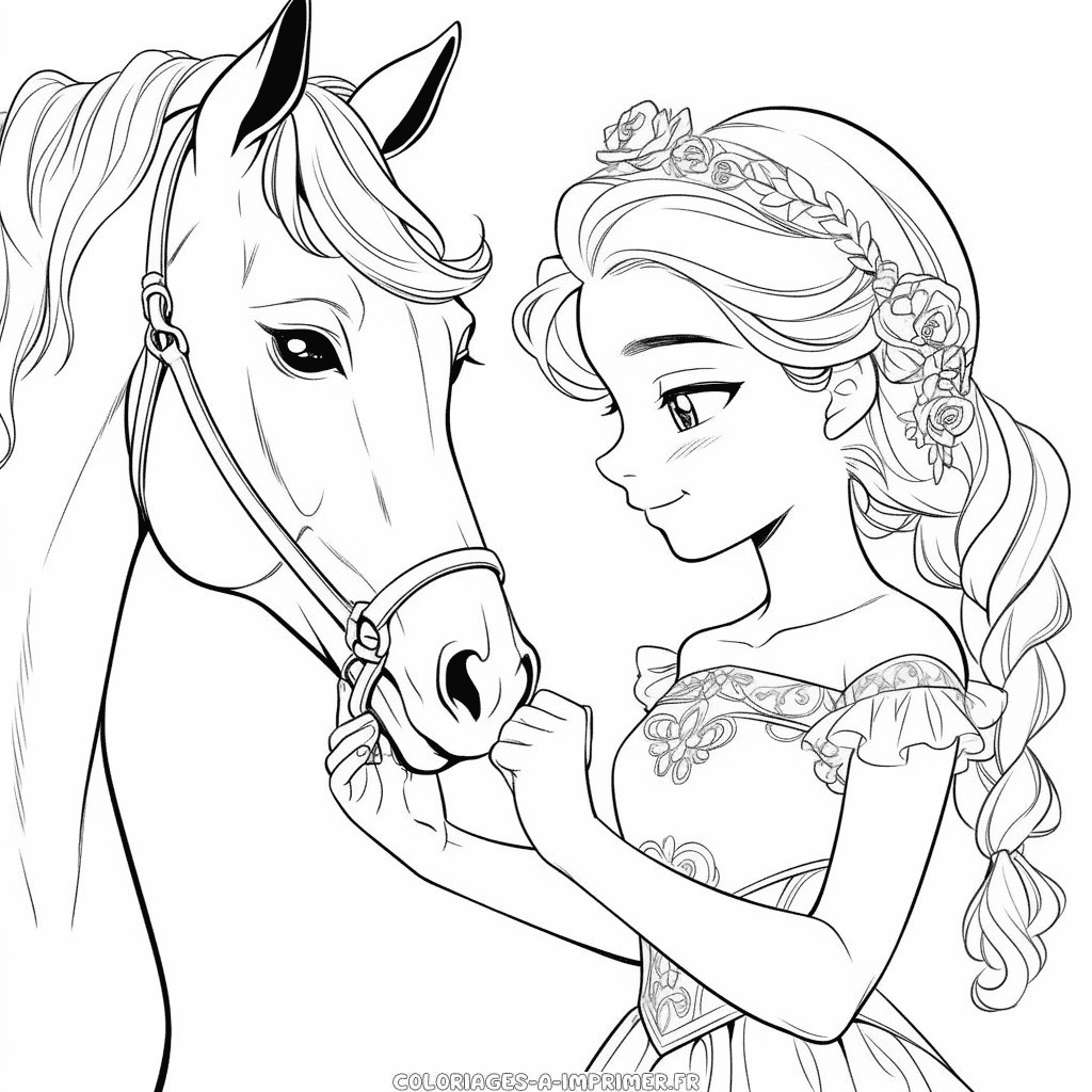 Coloriage barbie et cheval