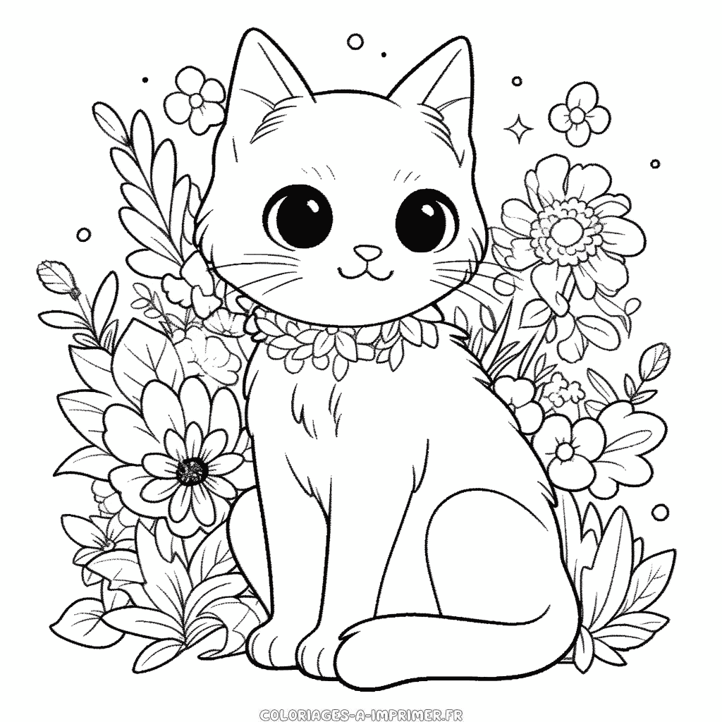 Coloriage chat amical