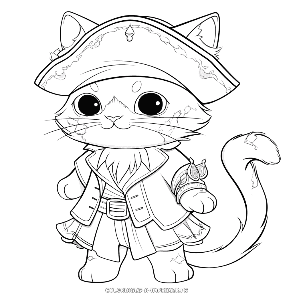 Coloriage chat pirate