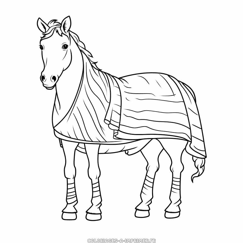 Coloriage cheval avec une couverture