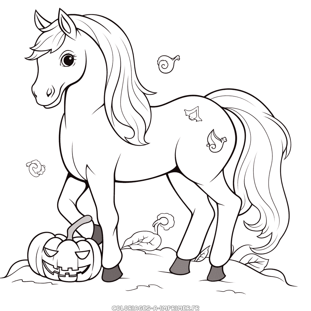 Coloriage cheval d'halloween