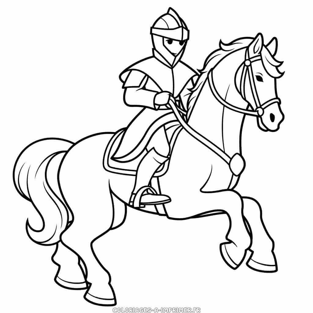 Coloriage chevalier à cheval