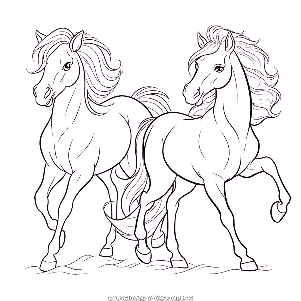 Coloriage chevaux sauvages