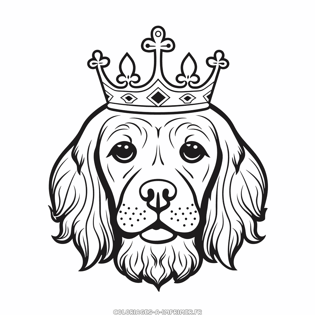 Coloriage chien avec une couronne