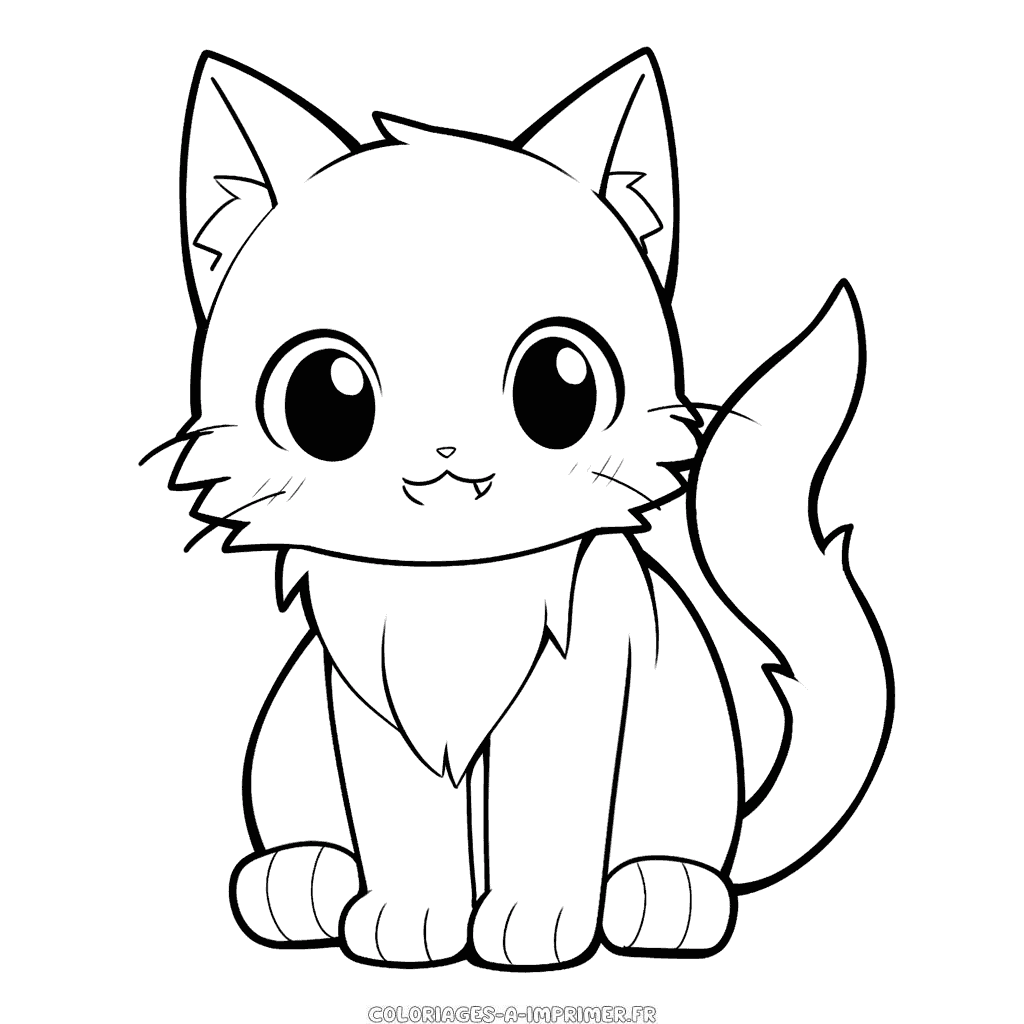 Coloriage dessin animé simple chat