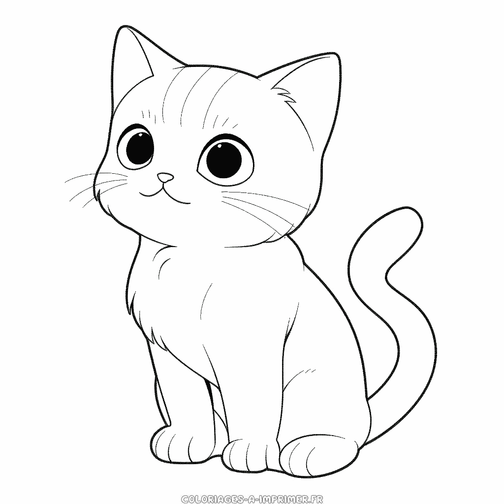 Coloriage dessin au trait d'un chat