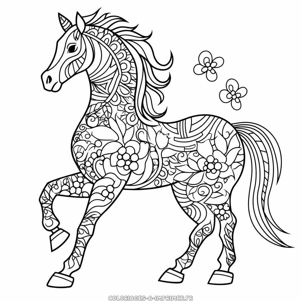 Coloriage mandala de cheval