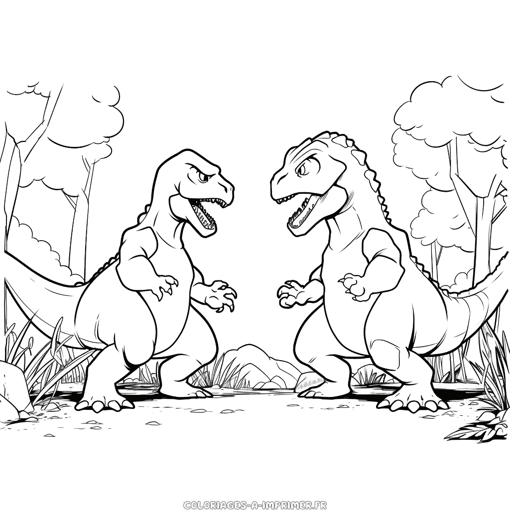 Coloriage combat de dinosaures